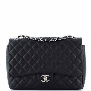 Chanel Maxi Classic Double Flap Bag Quilted Caviar